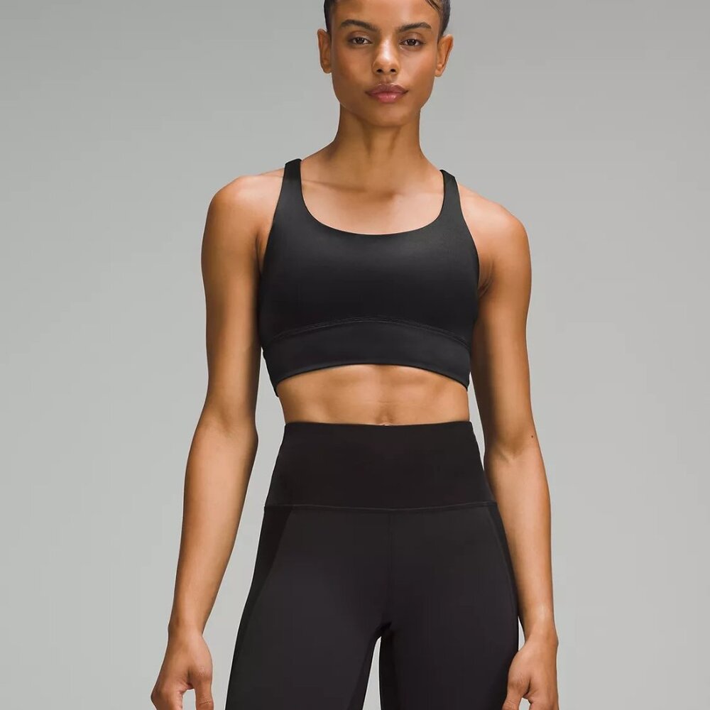 lululemon Energy Longline Bra Foil Medium Support, B–D Cups - Black - Size 10